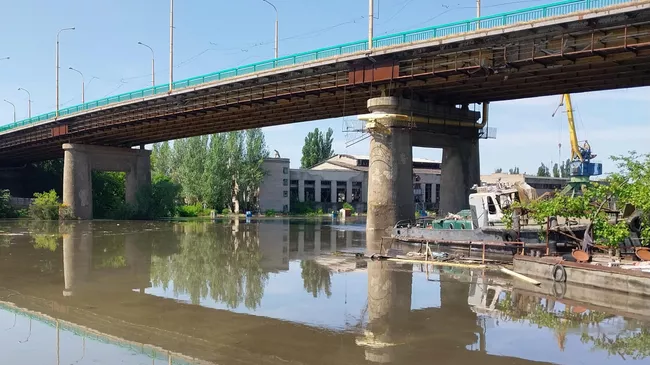 Частично затопленный район после обстрела ВСУ Каховской ГЭС