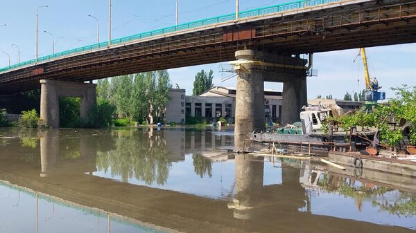 Area partially flooded after the bombing of the Kakhovskaya hydroelectric power station by the Armed Forces of Ukraine