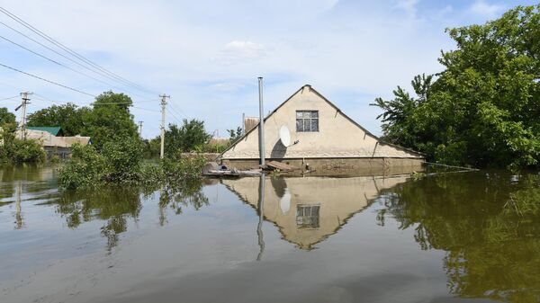 Садовый участок в населенном пункте Корсунка, затопленный в результате разрушения Каховской ГЭС