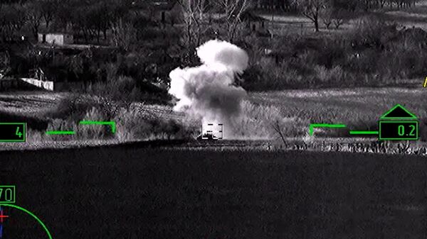 Уничтожение экипажами Ка-52 украинской бронетехники на Запорожском направлении