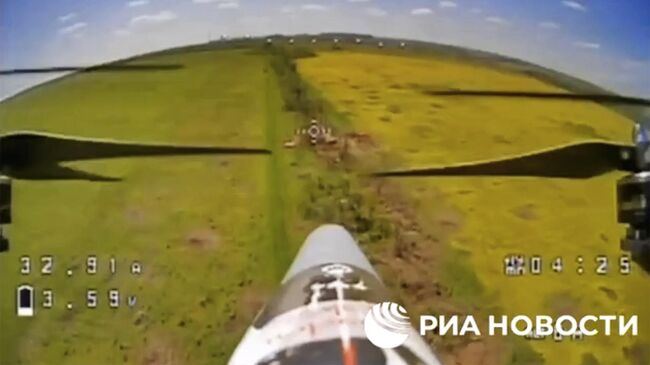 Уничтожение опорника ВСУ с помощью FPV-дронов. Кадр видео