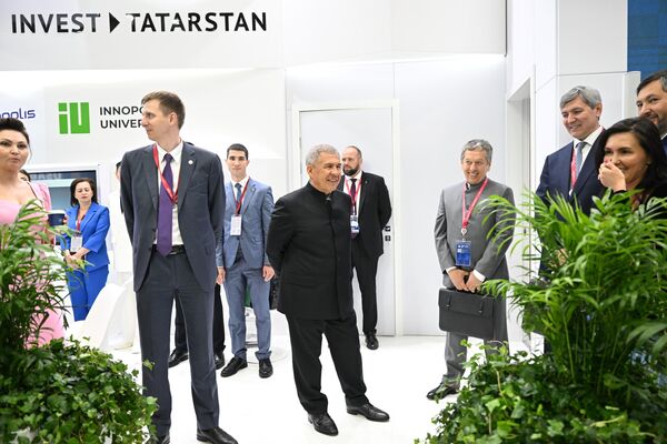 Раис Республики Татарстан Рустам Минниханов в конгрессно-выставочном центре Экспофорум