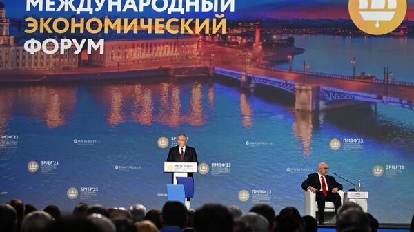 Президент России Владимир Путин на пленарном заседании Петербургского международного экономического форума