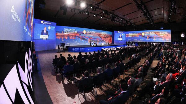 Президент России Владимир Путин на пленарном заседании Петербургского международного экономического форума