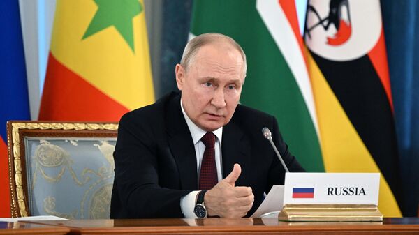 Президент РФ Владимир Путин на встрече с лидерами ряда африканских государств в Санкт-Петербурге