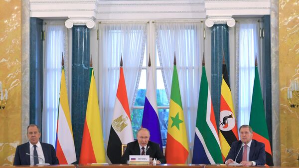 Президент РФ Владимир Путин на встрече с лидерами ряда африканских государств