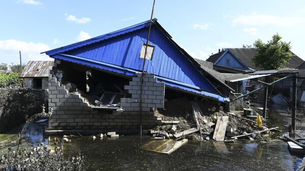 Дом в городе Голая Пристань Херсонской области, затопленном после разрушения Каховской ГЭС