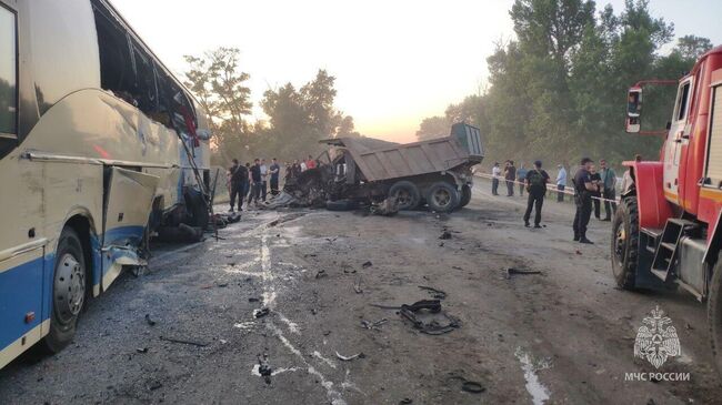 На месте ДТП с участием автобуса в Дагестане