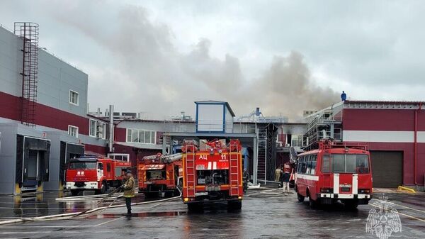 Ликвидация пожара в здании пельменного цеха в Тольятти