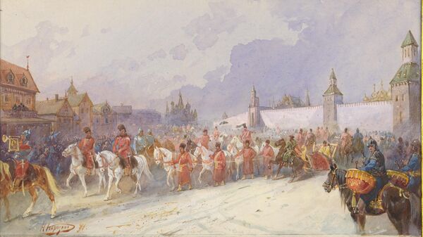 Николай Каразин Въезд плененного Кучумова семейства в Москву, 1870  год 