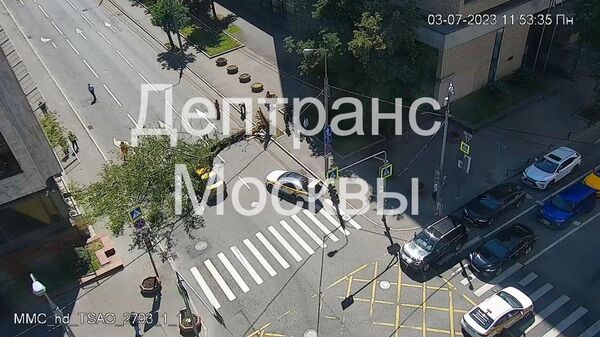 Упавшее на проезжую часть дерево на 2-й Брестской улице в Москве