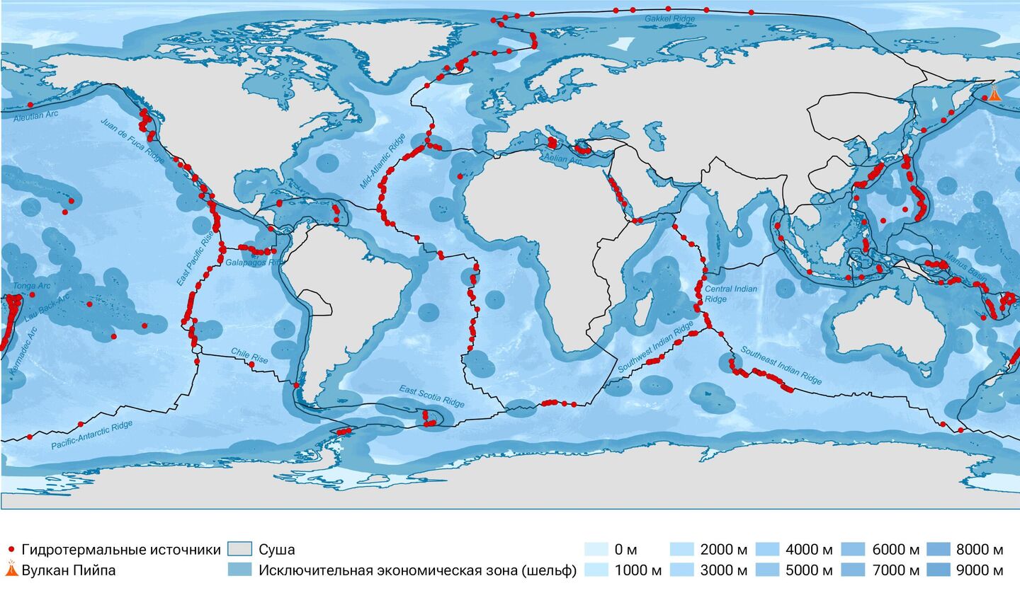 Географическое распространение гидротерм