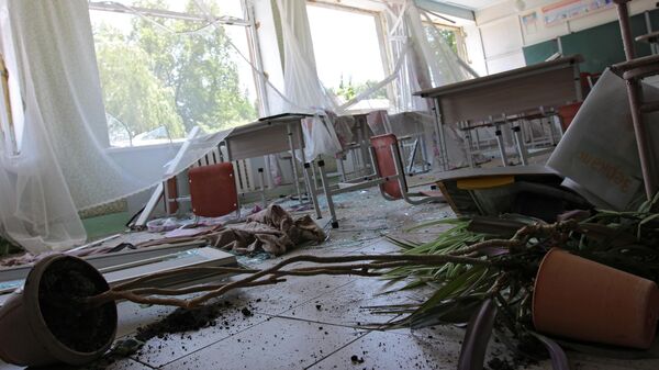 Разрушения в средней школе в результате обстрела ВСУ 