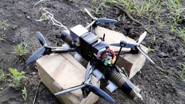 Удар дрона-камикадзе по наблюдательному пункту украинских боевиков
