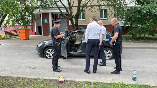 Место взрыва автомобиля в Белгороде
