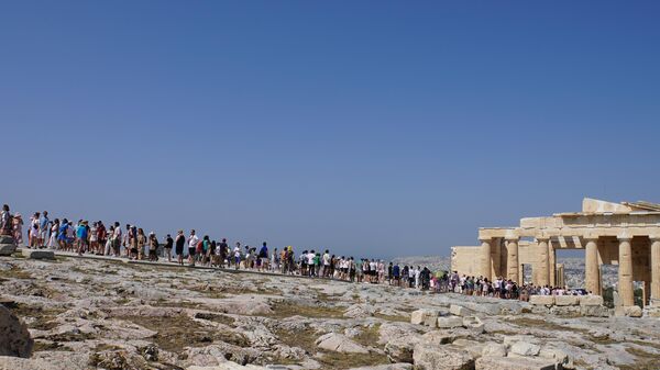 Туристы в Акрополе, Греция