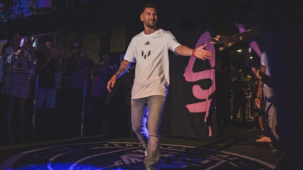 Аргентинский нападающий Лионель Месси на своей презентации в клубе Интер Майами
