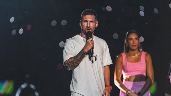 Аргентинский нападающий Лионель Месси на своей презентации в клубе Интер Майами