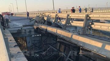 Последствия атаки на Крымский мост Последствия атаки на Крымский мост