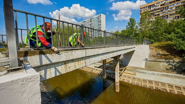 Ремонт пешеходных мостов через пруды-регуляторы в Москве