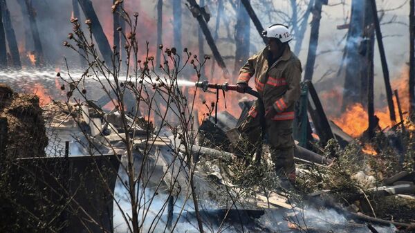 Тушение пожара в Николаевской области Украины