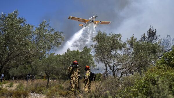 Тушение лесного пожара на острове Родос