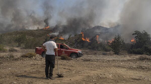 Лесной пожар на острове Родос