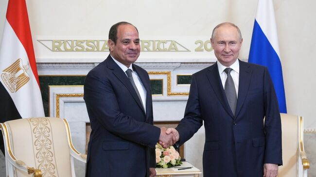 Президент РФ В. Путин провел встречу с президентом Египта А.-Ф. ас-Сиси. Архивное фото