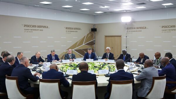 Президент РФ Владимир Путин во время встречи с председателем Африканского союза
