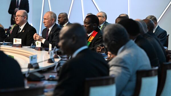 Владимир Путин на пленарном заседании II Саммита Россия - Африка в Санкт-Петербурге