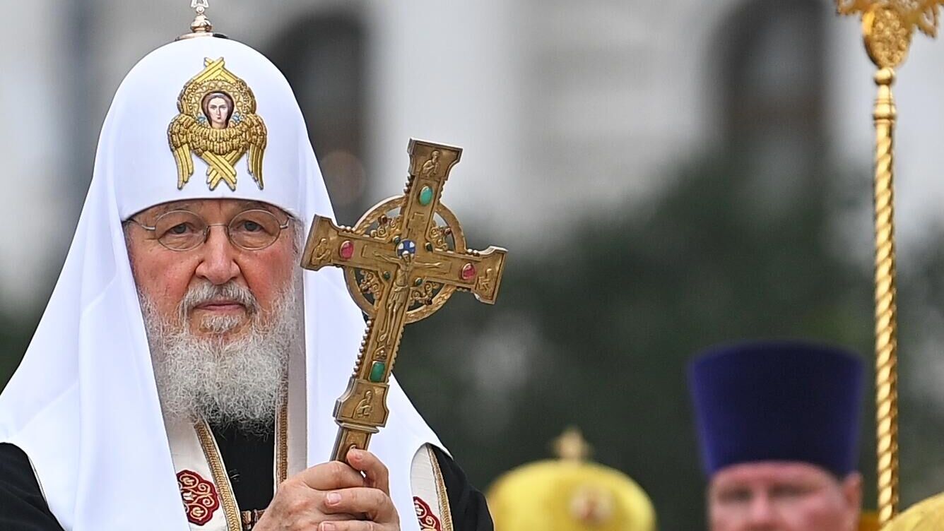 Патриарх Московский и всея Руси Кирилл совершает молебен в день церковно-государственного праздника Крещения Руси - РИА Новости, 1920, 22.10.2023