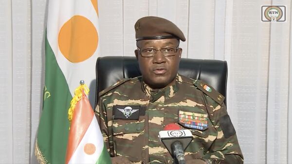 Военный лидер Нигера генерал Абдурахман Тчиани. Кадр видео