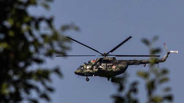 Белорусский вертолет в районе польско-белорусской границы