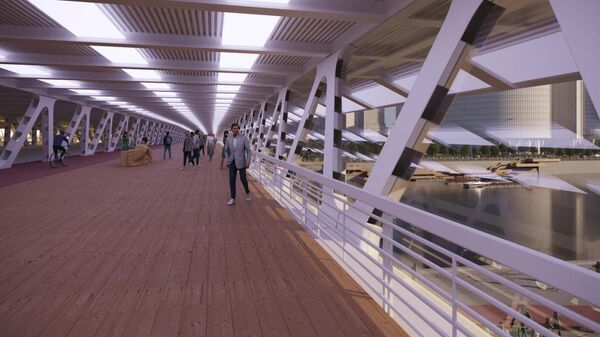 Проект пешеходного моста в районе Москва-Сити