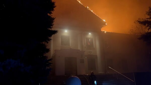 Пожар в Донецке после обстрела со стороны ВСУ
