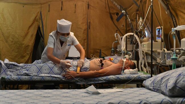 Работа полевого госпиталя в зоне спецоперации