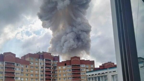 Дым на месте взрыва в Сергиевом Посаде