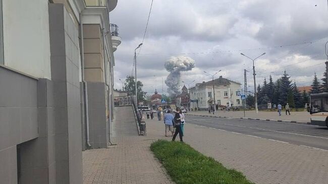 Дым на месте взрыва в Сергиевом Посаде