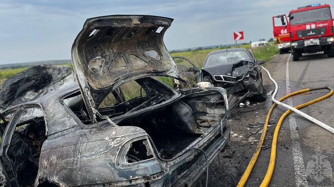 Место ДТП на трассе в районе села Штормово в ЛНР