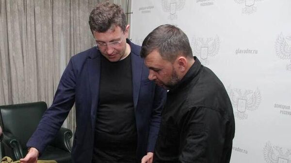 Губернатор Нижегородской области Глеб Никитин и Врио главы ДНР Денис Пушилин во время встречи