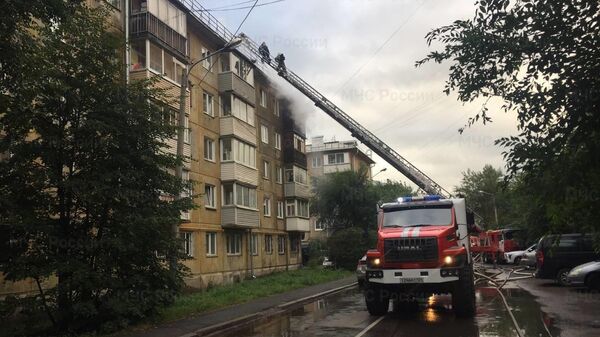 Пожар в переулке Маяковского в городе Красноярск