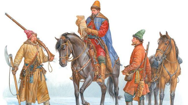 Воевода и епифанские стрельцы. 1640–50 гг. 2005 г. Рис. О.В. Федорова. Бумага, гуашь. Из собрания государственного музея-заповедника Куликово поле Воевода и епифанские стрельцы. 1640–50 гг. 2005 г. Рис. О.В. Федорова. Бумага, гуашь. Из собрания государственного музея-заповедника Куликово поле