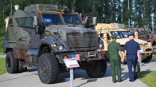 Трофейная техника, представленная на выставке в рамках Международного военно-технического форума Армия-2023 в Конгрессно-выставочном центре Патриот