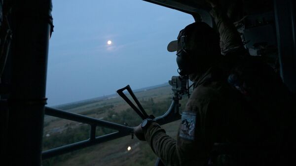 Военнослужащий ВС России во время боевого вылета в зоне СВО
