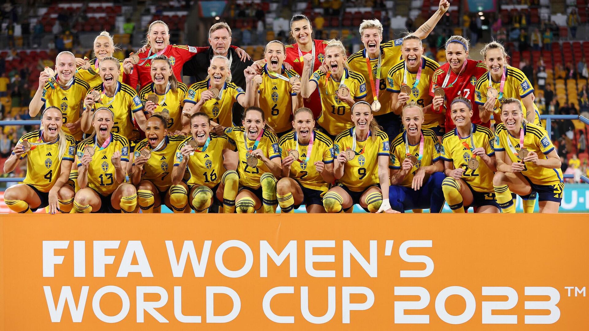 Футболистки сборной Швеции с бронзовыми медалями женского чемпионата мира 2023 года - РИА Новости, 1920, 19.08.2023