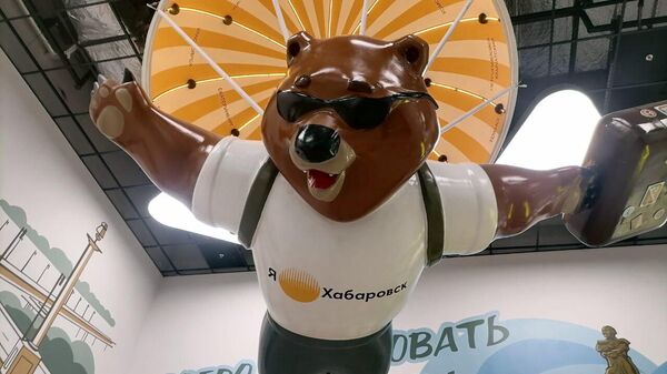 Медведь в международном аэропорту Хабаровск  