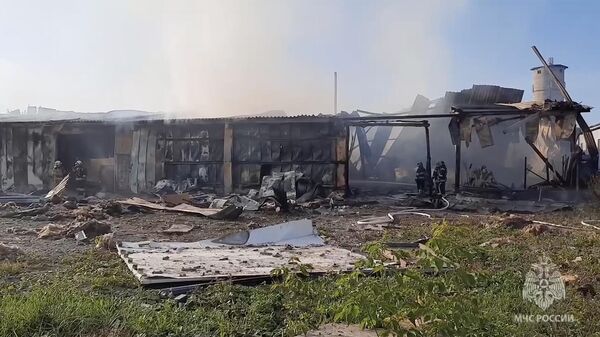 На месте пожара в Кемерово. Кадр видео