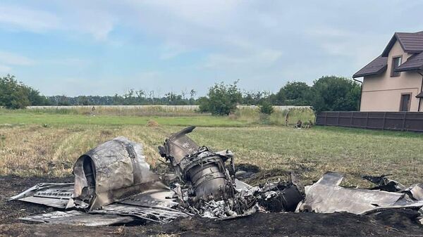 Последствия столкновения двух самолетов Л-39 в Житомирской области на Украине