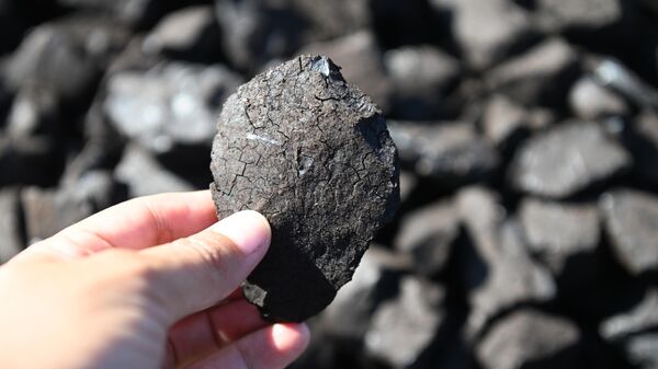 Уголь в угольном разрезе