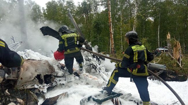 Место крушения вертолета Ми-8 в Челябинской области